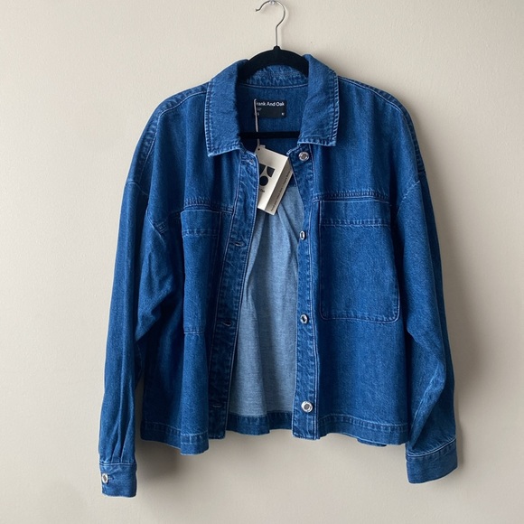 Frank and Oak The Denim Overshirt Shacket Button Up Shirt Jean Jacket size Large - Picture 2 of 7